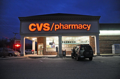 CVS logo in neon